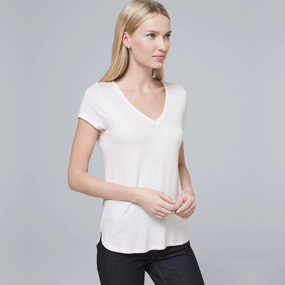 White House Black Market Tops - 2/$30 White House Black Market Everyday Short Sleeve V-Neck Tee White XS #A0052